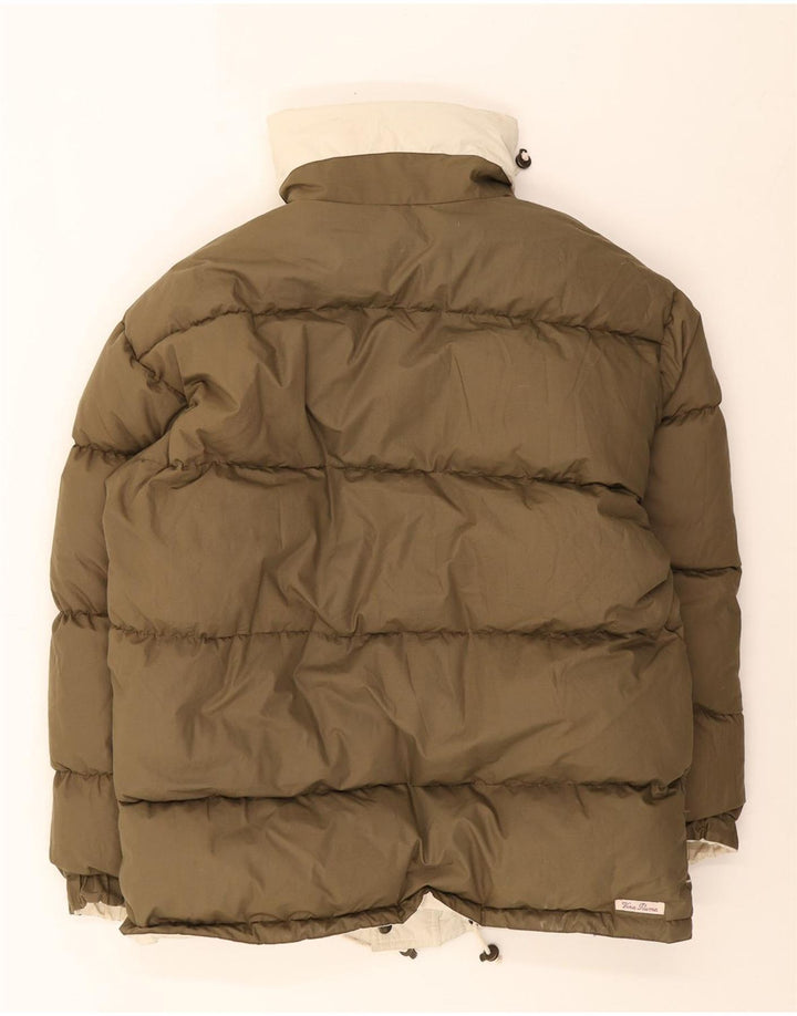 Stratos Mens Hooded Reversible Padded Jacket UK 38 Medium Beige Colourblock