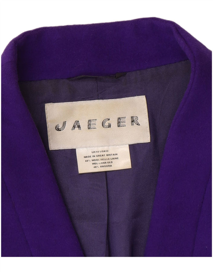 Jaeger Womens Blazer Jacket UK 14 Large Purple Wool