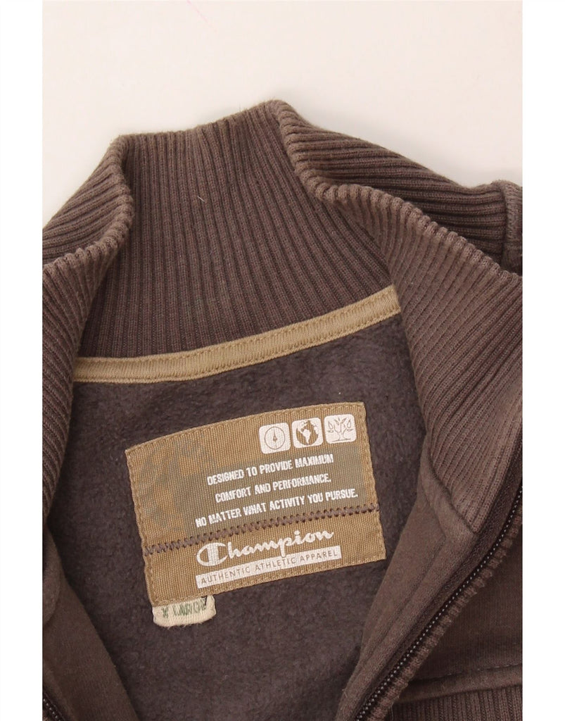 CHAMPION Mens Zip Neck Sweatshirt Jumper XL Brown Cotton Vintage Champion and Second-Hand Champion from Messina Hembry 