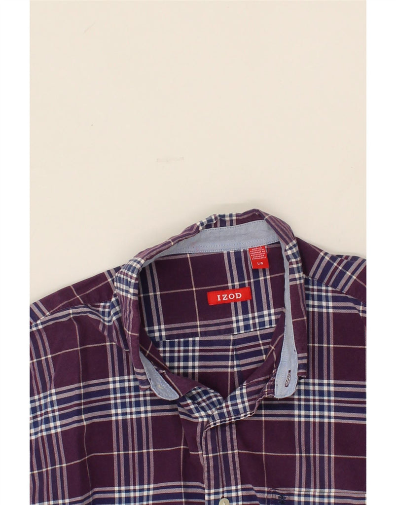 IZOD Mens Flannel Shirt Large Purple Check Cotton Vintage Izod and Second-Hand Izod from Messina Hembry 