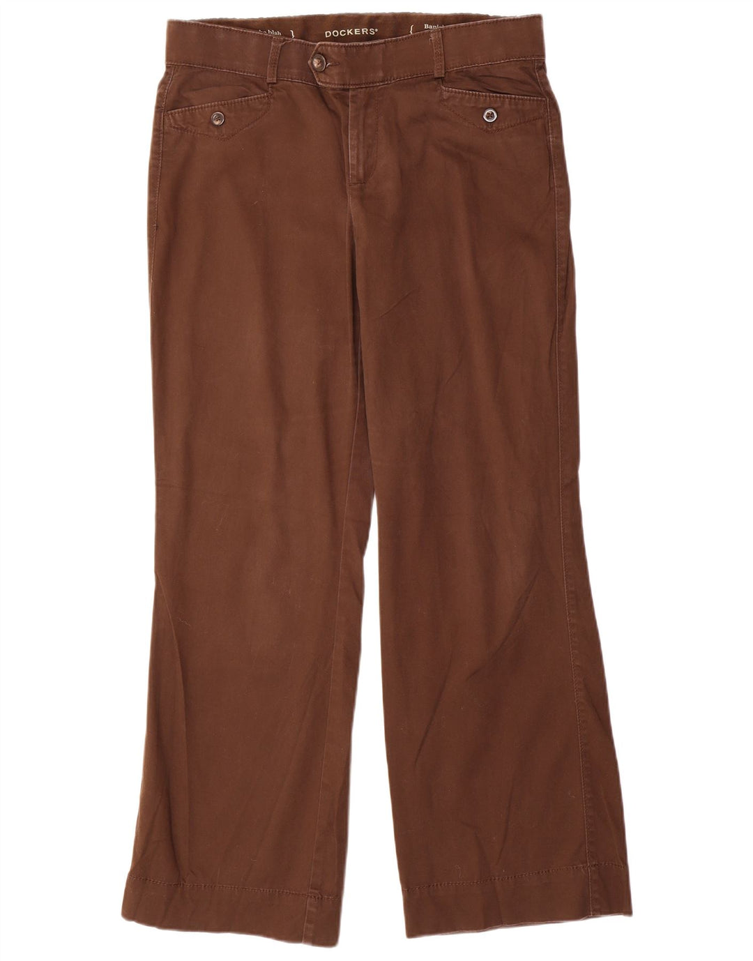 DOCKERS Womens Straight Casual Trousers US 10 Large W34 L29 Brown Cotton