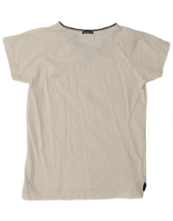 Asics Womens T-Shirt Top UK 12 Medium White Cotton