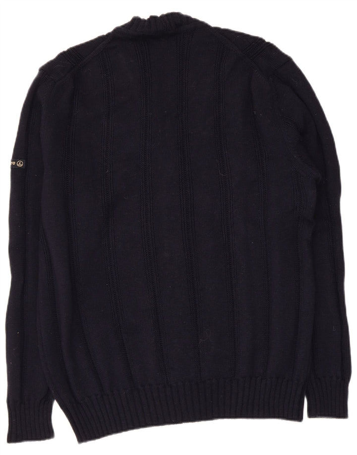 Navigare Mens Cardigan Sweater Medium Navy Blue Wool