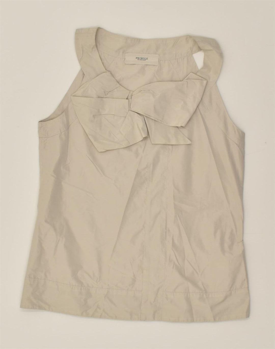 PRINGLE Womens Sleeveless Blouse Top UK 8 Small Beige Polyester | Vintage Pringle | Thrift | Second-Hand Pringle | Used Clothing | Messina Hembry 