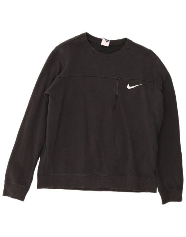 Nike Womens Sweatshirt Jumper UK 14 Large Black Cotton Sports