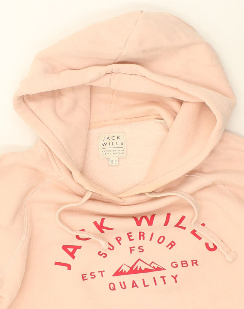 JACK WILLS Womens Graphic Hoodie Jumper UK 10 Small  Beige Cotton | Vintage Jack Wills | Thrift | Second-Hand Jack Wills | Used Clothing | Messina Hembry 