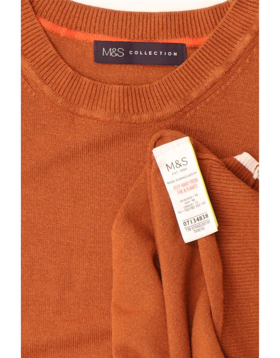 Marks & Spencer Womens Boat Neck Jumper Sweater UK 16 Large Brown