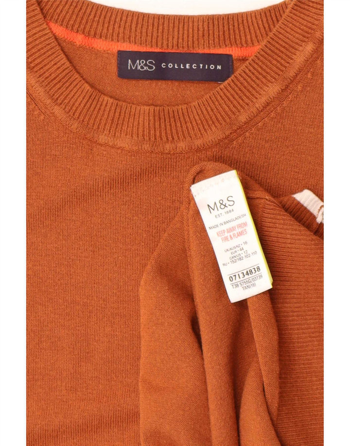 Marks & Spencer Womens Boat Neck Jumper Sweater UK 16 Large Brown