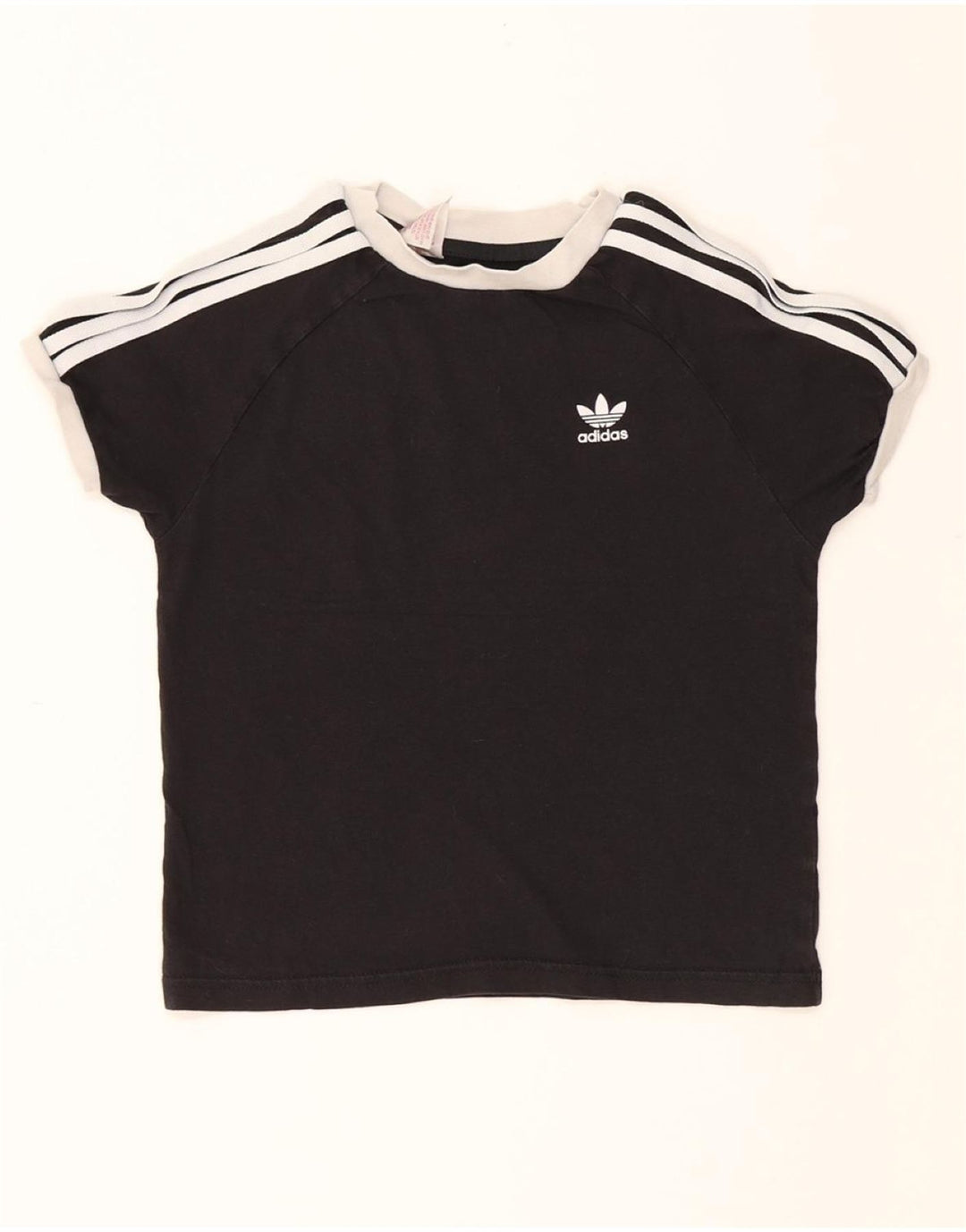ADIDAS Girls T-Shirt Top 7-8 Years Black Vintage Adidas and Second-Hand Adidas from Messina Hembry 