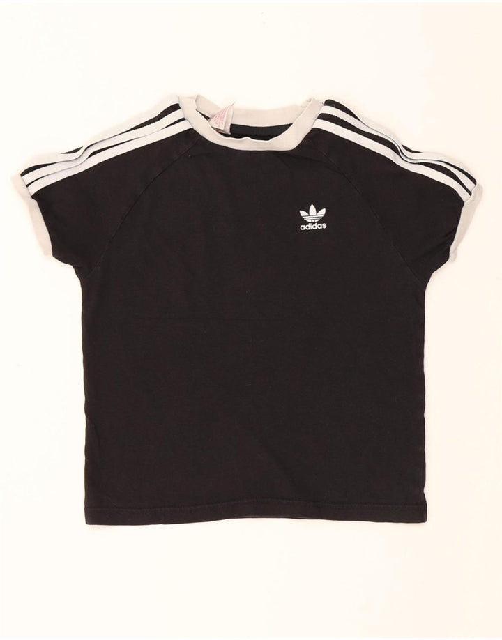 ADIDAS Girls T-Shirt Top 7-8 Years Black Vintage Adidas and Second-Hand Adidas from Messina Hembry 