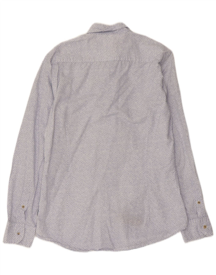 Massimo Dutti Mens Shirt Small Blue Floral Cotton