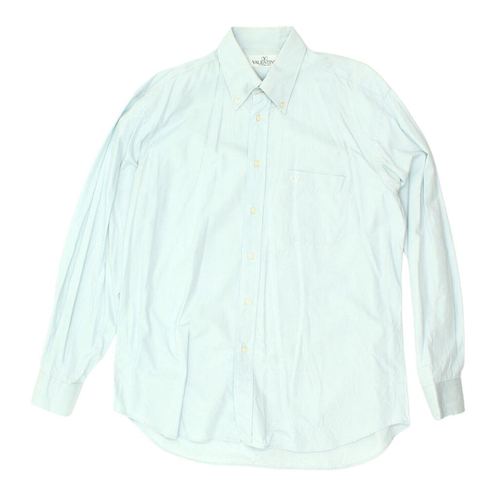 Valentino Mens Blue Button Down Collar Shirt | Vintage Designer Formal VTG | Vintage Messina Hembry | Thrift | Second-Hand Messina Hembry | Used Clothing | Messina Hembry 