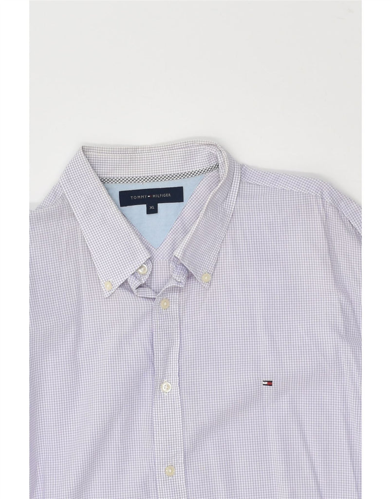 TOMMY HILFIGER Mens Shirt XL Purple Check Cotton | Vintage Tommy Hilfiger | Thrift | Second-Hand Tommy Hilfiger | Used Clothing | Messina Hembry 