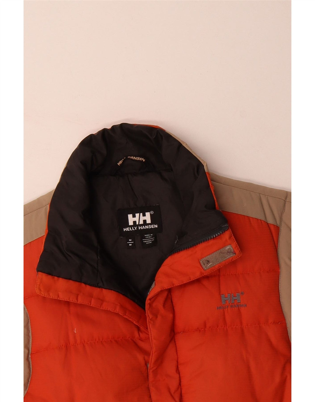 HELLY HANSEN Mens Padded Gilet UK 38 Medium Orange Colourblock Nylon
