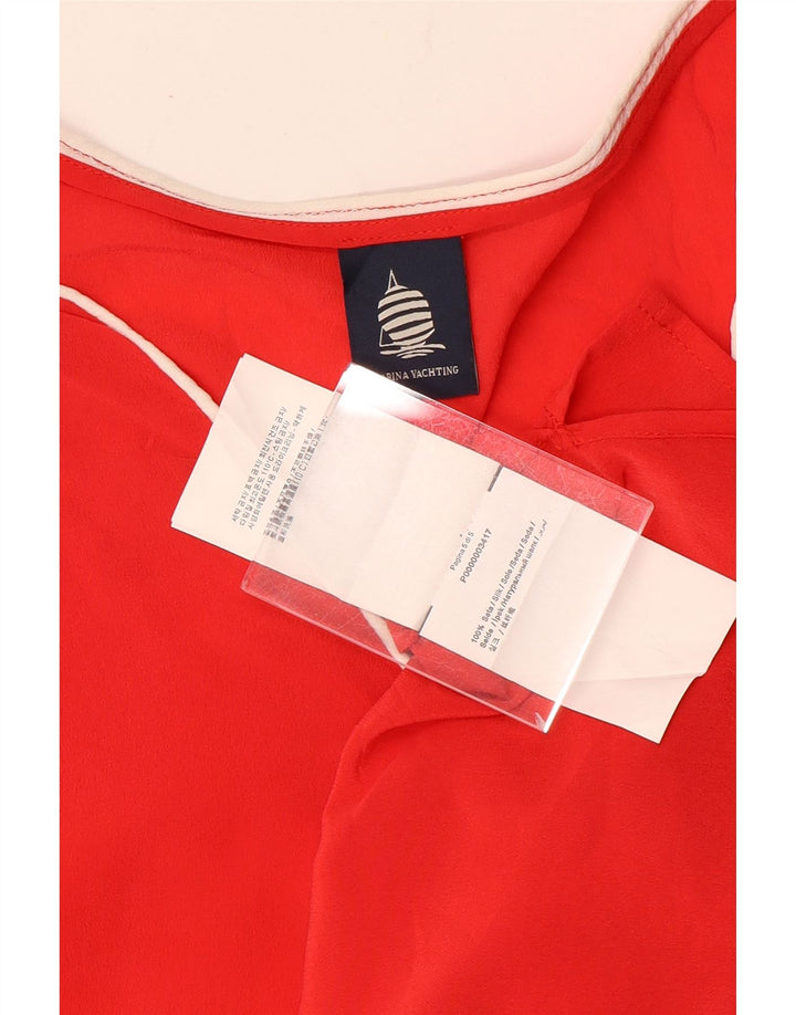 Marina Yachting Womens Oversized Blouse Top UK 6 XS Red Silk