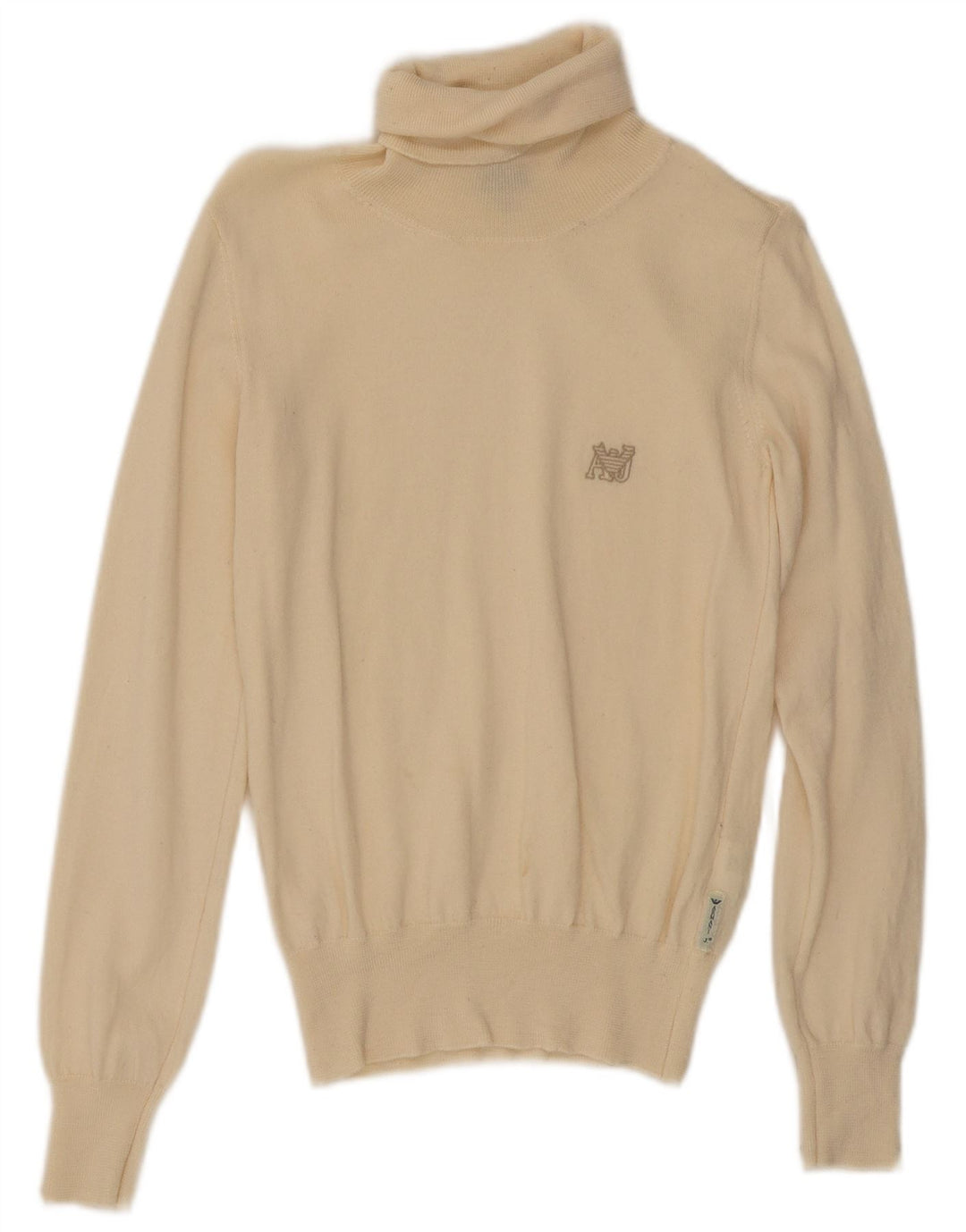 Armani Jeans Womens Roll Neck Jumper Sweater UK 12 Medium Beige Wool