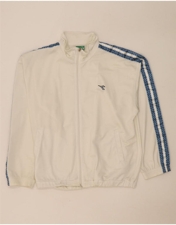 Diadora Mens Graphic Tracksuit Top Jacket UK 42 Large White Colourblock