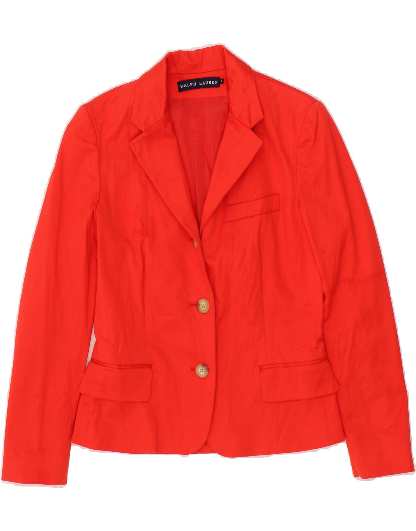 RALPH LAUREN Womens Button Blazer Jacket US Small Red Cotton