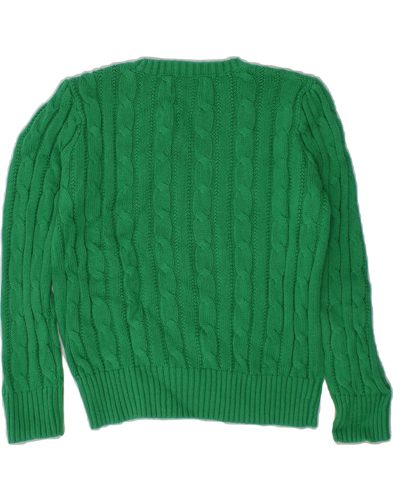 POLO RALPH LAUREN Girls Boat Neck Jumper Sweater 4-5 Years Green Cotton Vintage Polo Ralph Lauren and Second-Hand Polo Ralph Lauren from Messina Hembry 