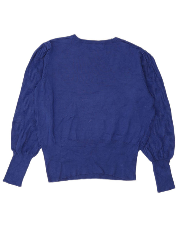 Marks & Spencer Womens Crew Neck Jumper Sweater UK 14 Large Blue Viscose