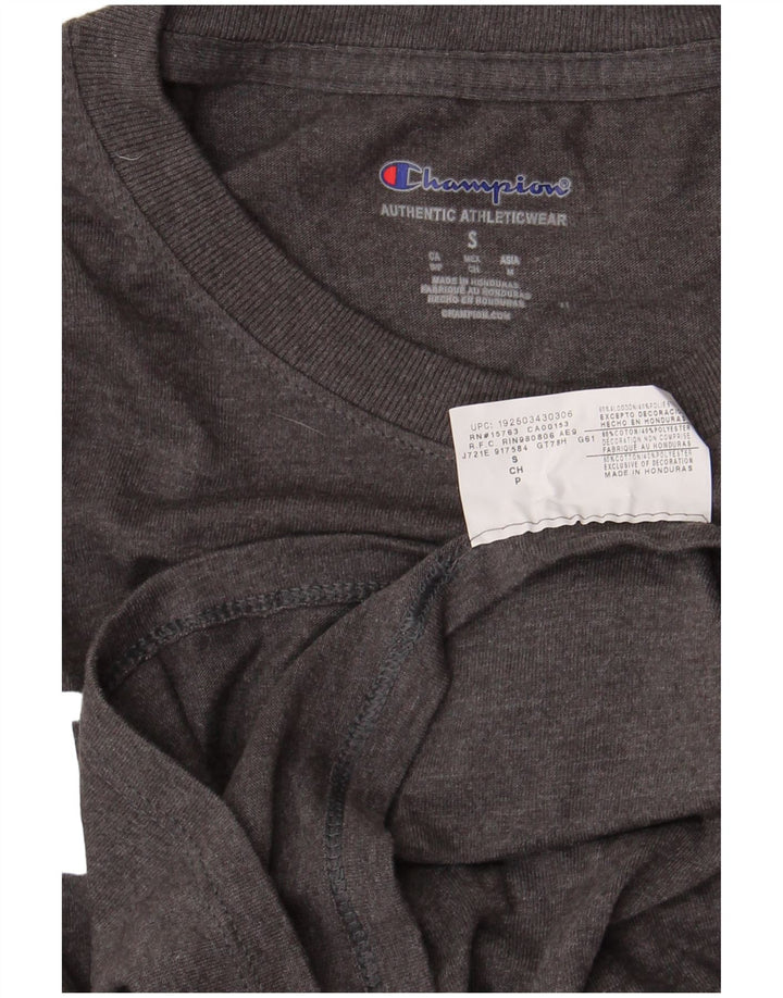 Champion Mens Graphic Top Long Sleeve Small Grey Cotton