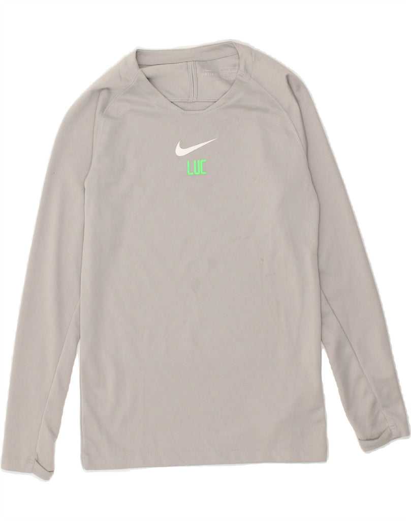 NIKE Boys Dri Fit Graphic Top Long Sleeve 10-11 Years Medium  Grey | Vintage Nike | Thrift | Second-Hand Nike | Used Clothing | Messina Hembry 