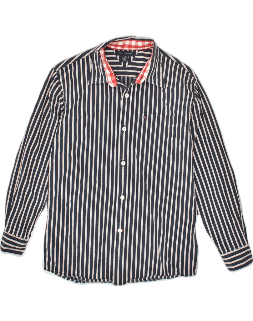 TOMMY HILFIGER Boys Shirt 11-12 Years Navy Blue Striped Cotton | Vintage Tommy Hilfiger | Thrift | Second-Hand Tommy Hilfiger | Used Clothing | Messina Hembry 