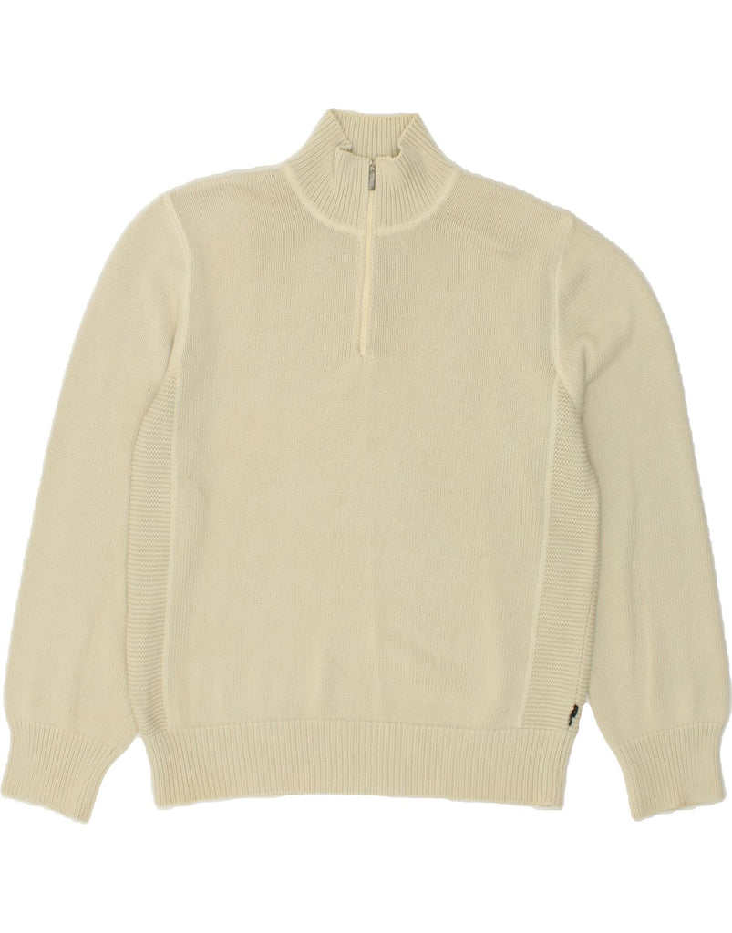 CERRUTI Mens Zip Neck Jumper Sweater Large Beige Cotton | Vintage Cerruti | Thrift | Second-Hand Cerruti | Used Clothing | Messina Hembry 