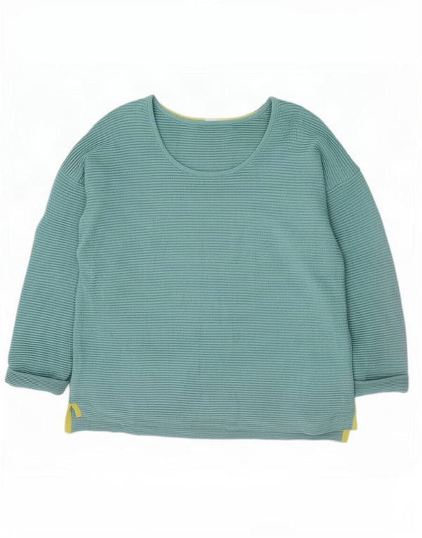 White Stuff Womens Oversized Top Long Sleeve UK 16 Large Blue Cotton