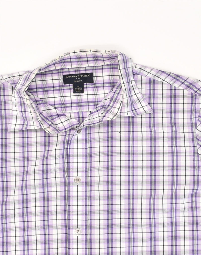 BANANA REPUBLIC Mens Slim Fit Shirt Size 15 15 1/2 Medium Purple Check | Vintage Banana Republic | Thrift | Second-Hand Banana Republic | Used Clothing | Messina Hembry 