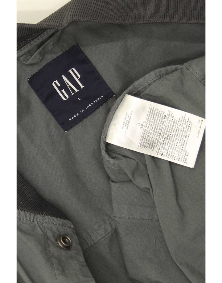 Gap Mens Bomber Jacket UK 40 Large Grey Cotton
