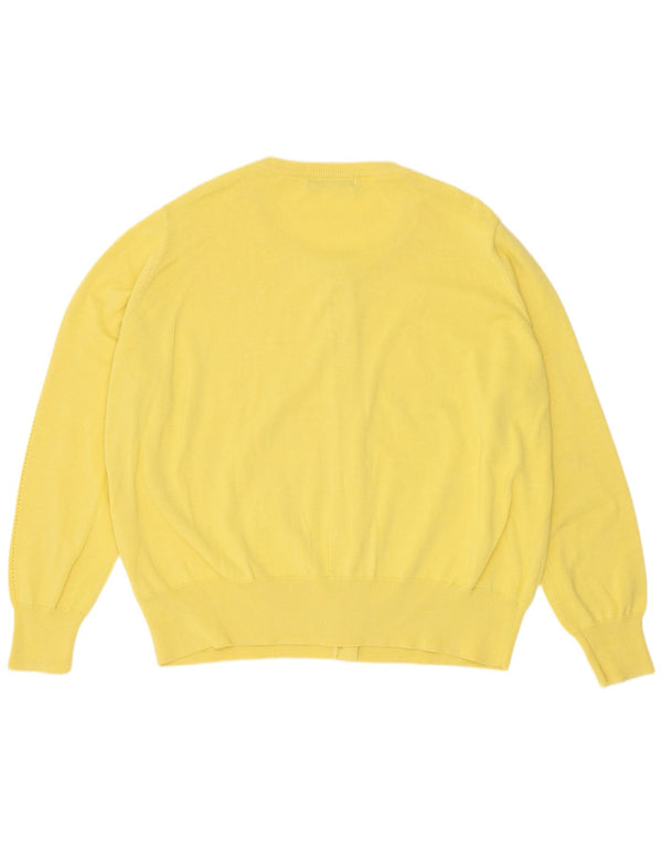 Marks & Spencer Womens Cardigan Sweater UK 20 2XL Yellow Cotton