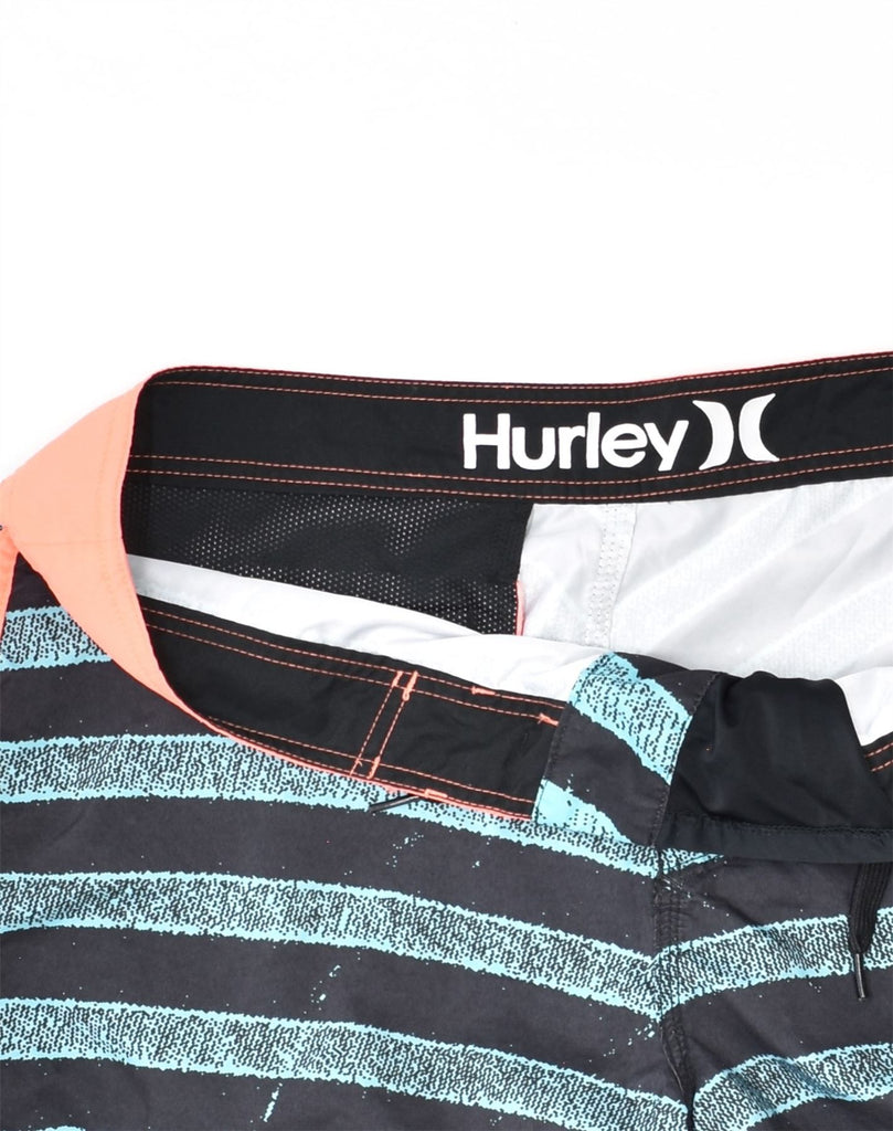 HURLEY Mens Swimming Shorts Large  Blue Striped Polyester | Vintage Hurley | Thrift | Second-Hand Hurley | Used Clothing | Messina Hembry 