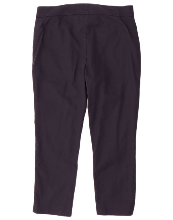 Marks & Spencer Womens Slim Cropped Trousers UK 12 Medium W32 L25 Navy Blue