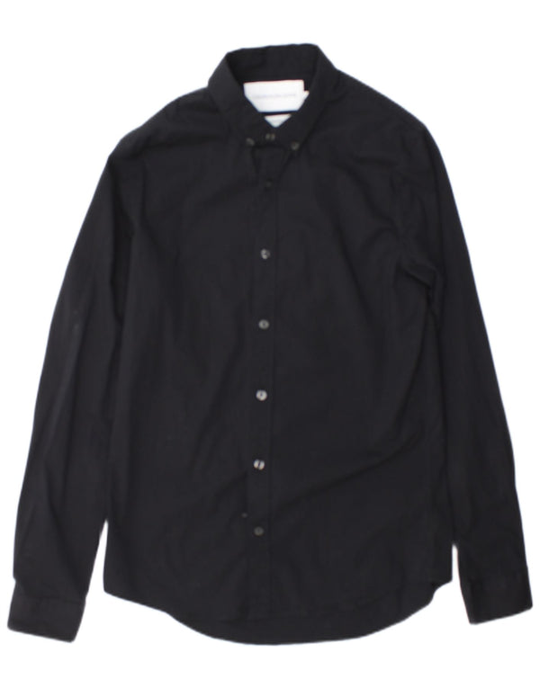 Calvin Klein Jeans Mens Slim Fit Shirt Large Black Cotton