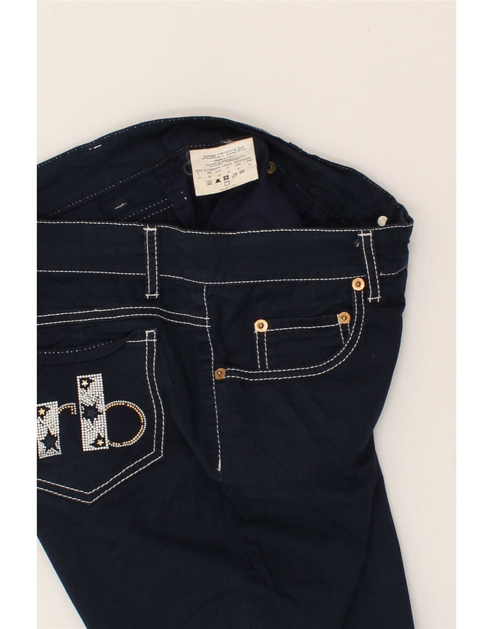 ROCCOBAROCCO Womens Casual Trousers  IT 44 Medium W30 L28 Navy Blue Cotton Vintage Roccobarocco and Second-Hand Roccobarocco from Messina Hembry 