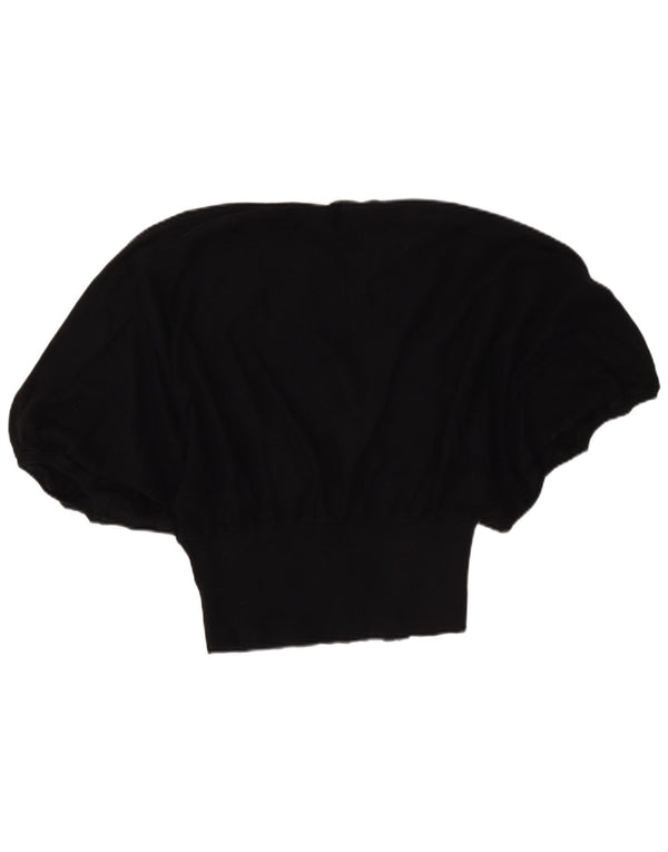 Oasis Womens Short Sleeve Boat Neck Jumper Sweater UK 10 Small Black Cotton