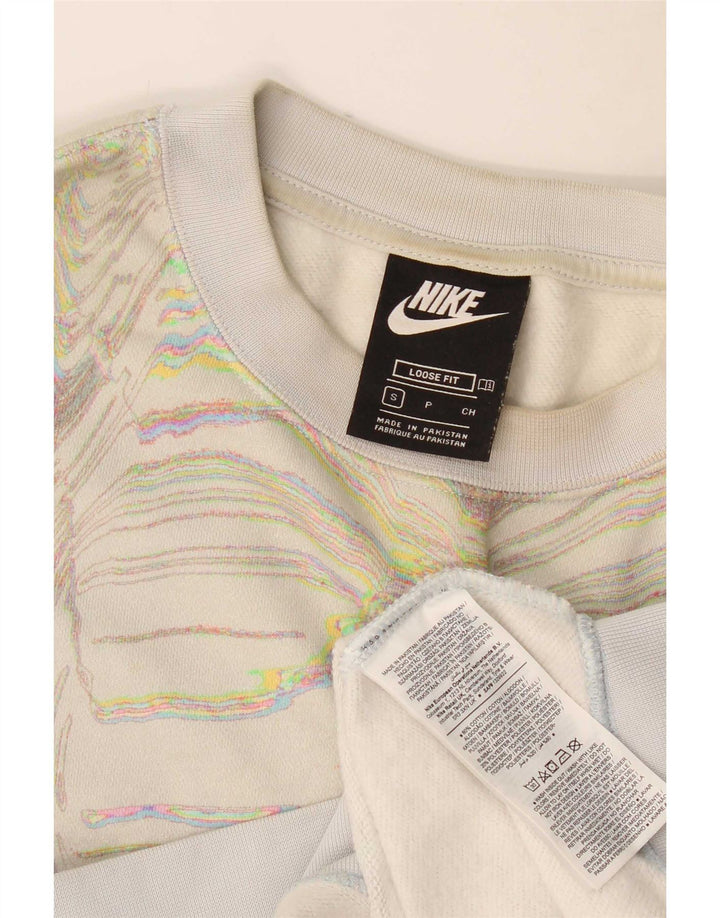 Nike Womens Abstract Pattern Sweatshirt Jumper UK 10 Small Off White