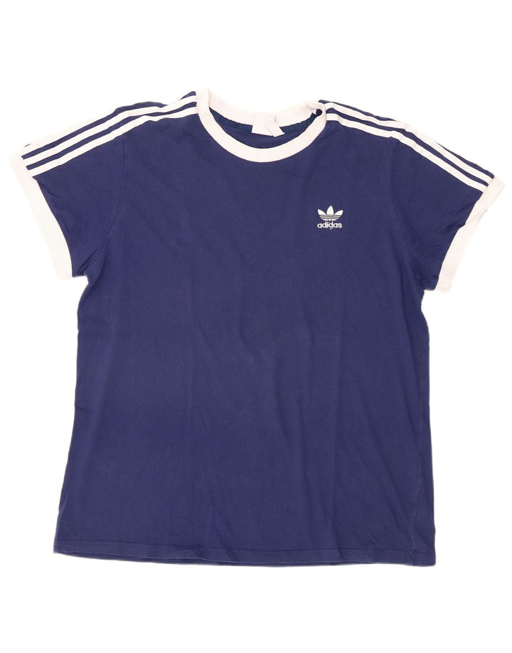 Adidas Womens T-Shirt Top UK 18 XL Blue Cotton