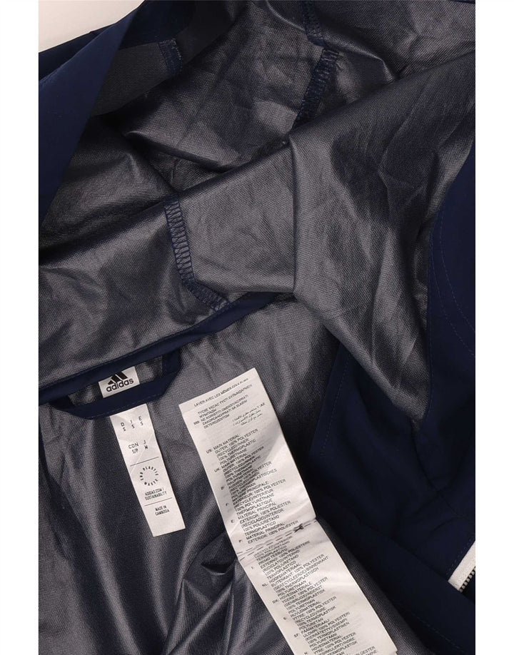 Adidas Mens Hooded Rain Jacket UK 36 Small Navy Blue Polyester