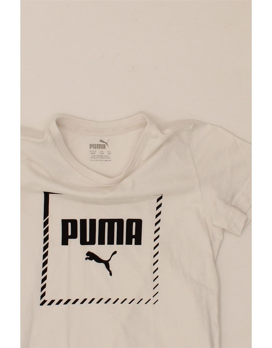 PUMA Boys Graphic T-Shirt Top 7-8 Years White Cotton Vintage Puma and Second-Hand Puma from Messina Hembry 