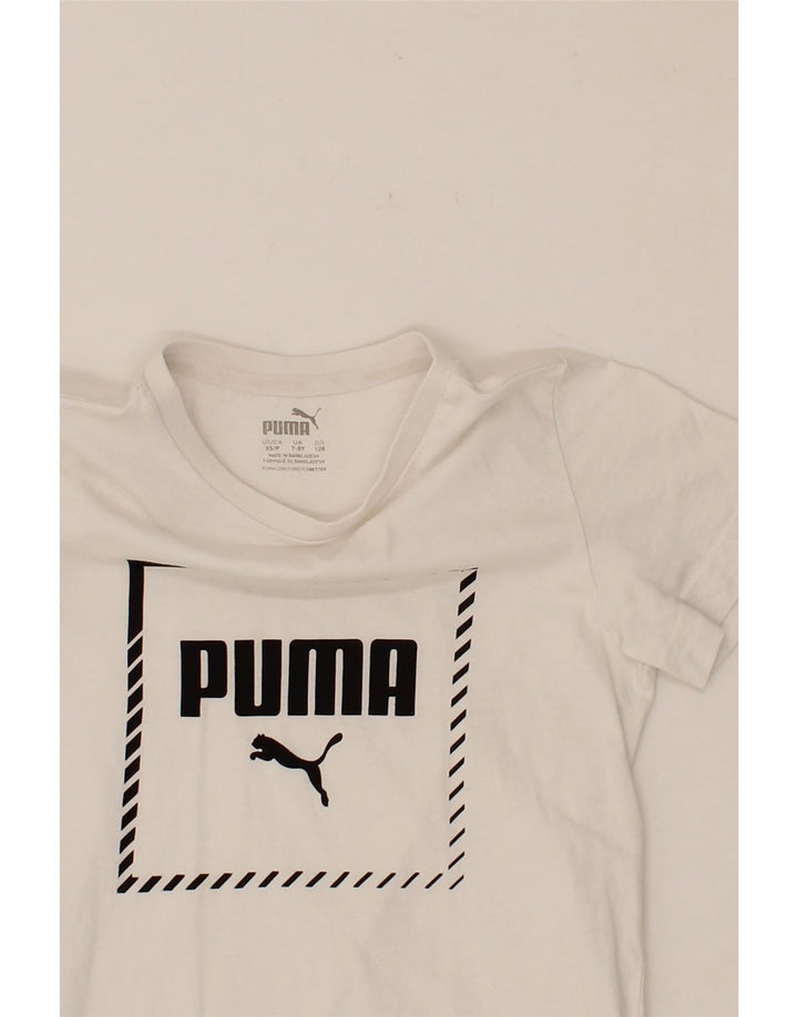 PUMA Boys Graphic T-Shirt Top 7-8 Years White Cotton Vintage Puma and Second-Hand Puma from Messina Hembry 