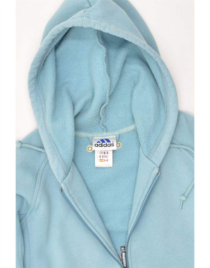 ADIDAS Womens Graphic Zip Hoodie Sweater UK 10 Small Blue | Vintage Adidas | Thrift | Second-Hand Adidas | Used Clothing | Messina Hembry 