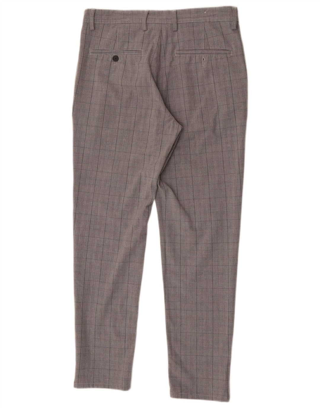 Zara Mens Slim Chino Trousers EU 38 Small W30 L28 Grey Check Polyester