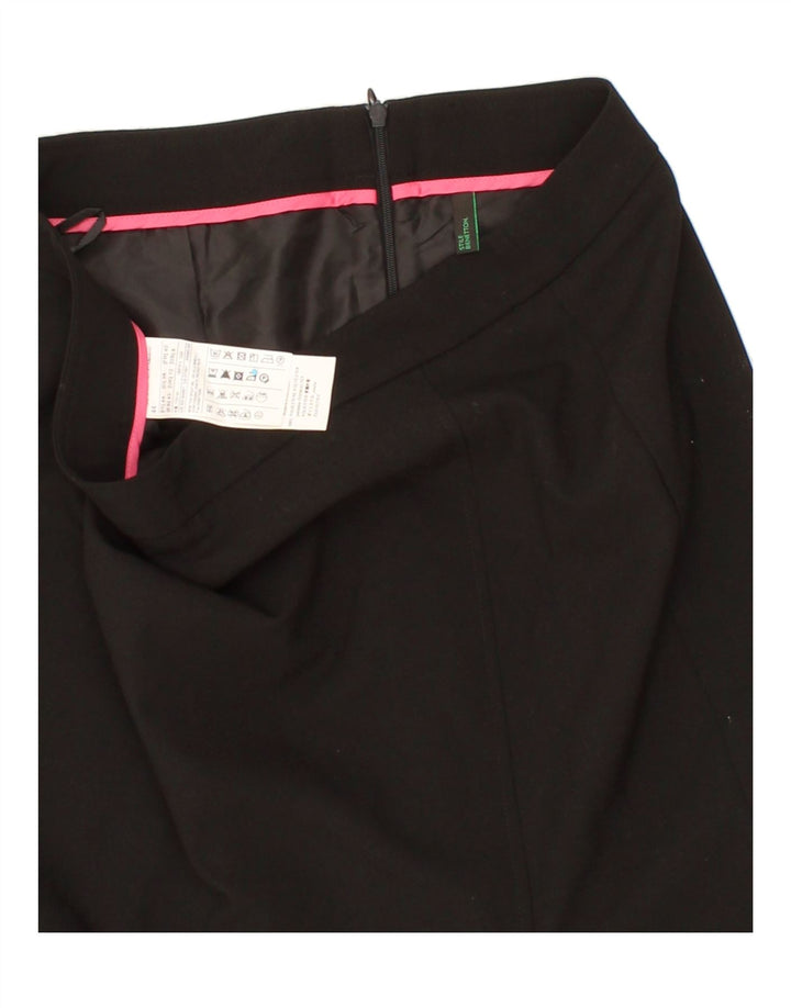 BENETTON Womens Straight Skirt UK 12 Medium W30  Black Polyester Vintage Benetton and Second-Hand Benetton from Messina Hembry 