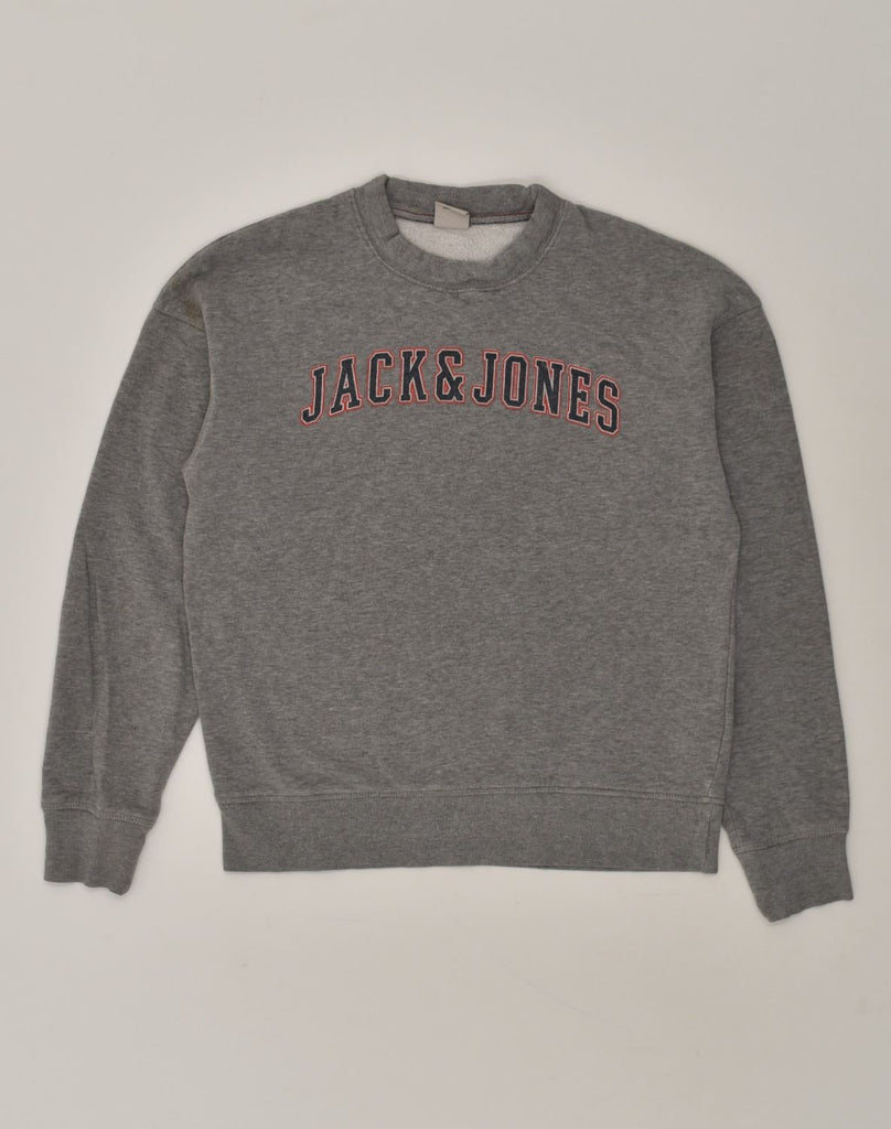 JACK & JONES Mens Graphic Sweatshirt Jumper Medium Grey Cotton | Vintage Jack & Jones | Thrift | Second-Hand Jack & Jones | Used Clothing | Messina Hembry 