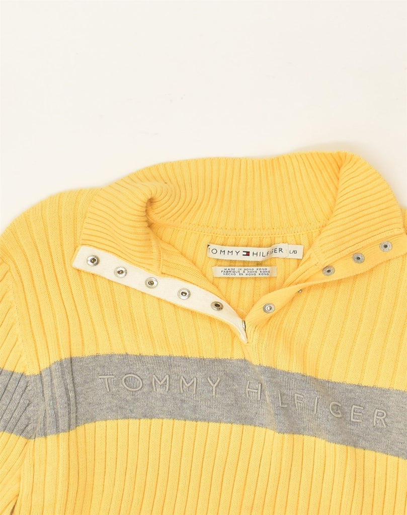 TOMMY HILFIGER Womens Button Neck Jumper Sweater UK 14 Large Yellow | Vintage Tommy Hilfiger | Thrift | Second-Hand Tommy Hilfiger | Used Clothing | Messina Hembry 