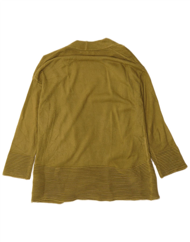 Marks & Spencer Womens 3/4 Sleeve Open Cardigan Sweater UK 14 Medium Khaki