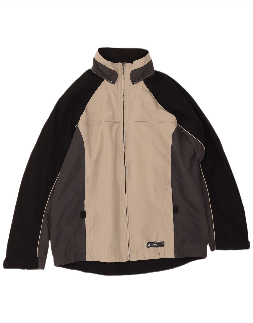 CHAMPION Mens Windbreaker Jacket UK 38 Medium Black Colourblock Polyester