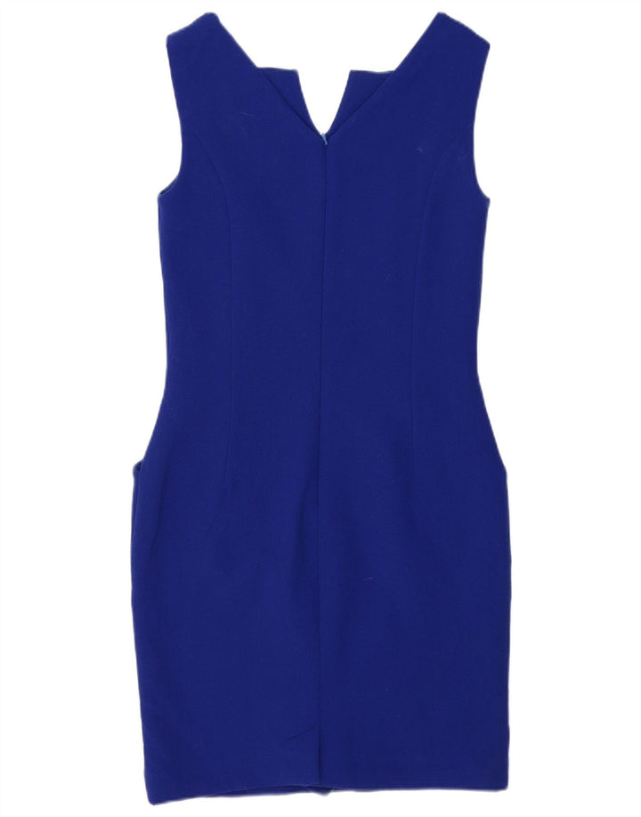 VINTAGE Womens Sleeveless Sheath Dress UK 8 Small Blue